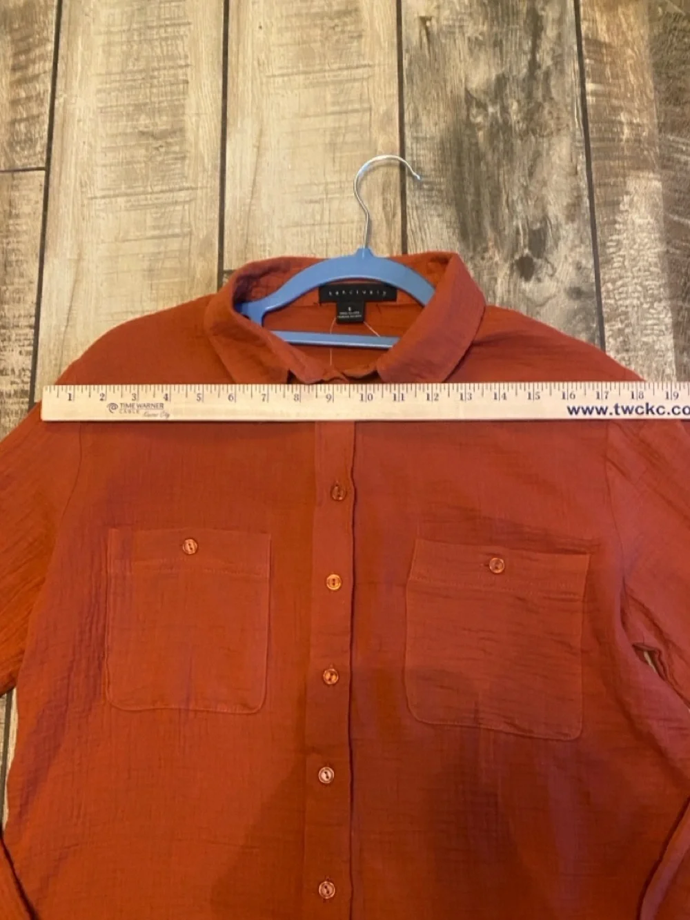 Anthropologie Sanctuary Burnt Orange Button-Front Gauze Shirt 🆕 - Picture 6 of 12
